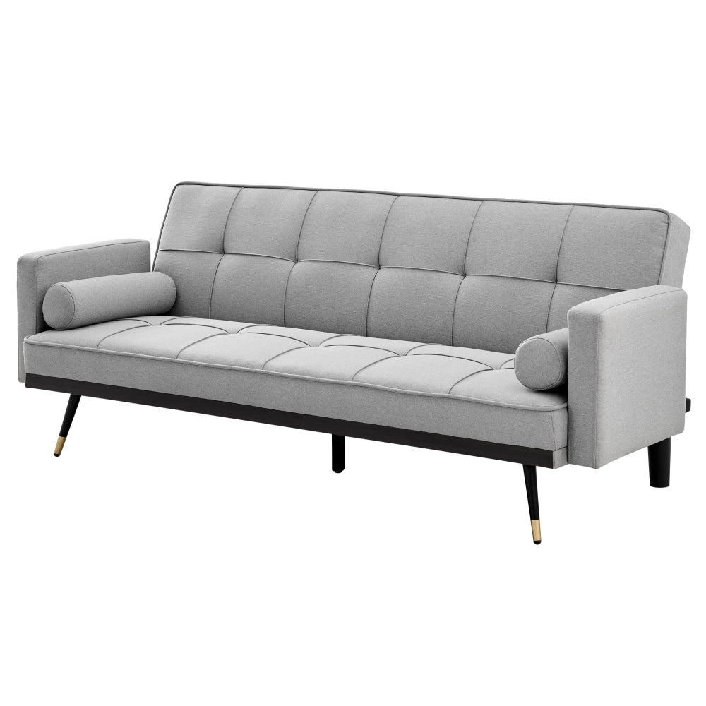 Billi 3-Seater Fabric Button Adjustable Sofa Bed Lounge - Light Grey Fast shipping On sale