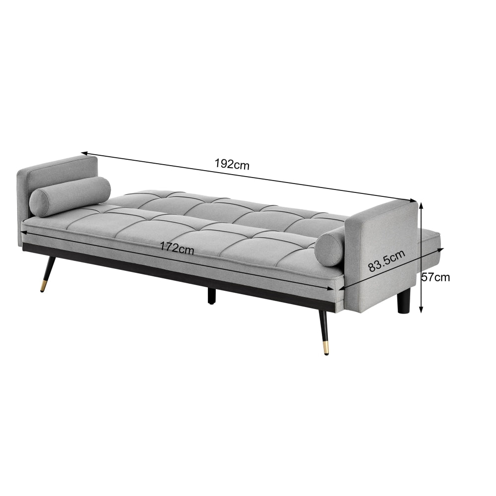 Billi 3-Seater Fabric Button Adjustable Sofa Bed Lounge - Light Grey Fast shipping On sale