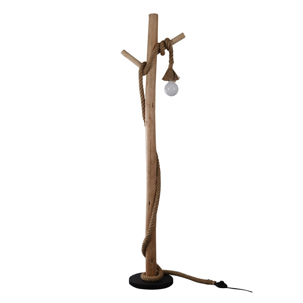 Birk Minimalist Wood Hanger Floor Lamp Light Natural Fast shipping On sale