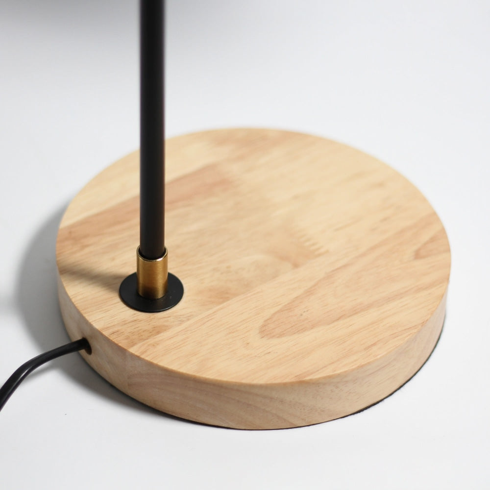 Blake Scandinavian Cone Shape Shade Wooden Base Table Lamp Black Fast shipping On sale
