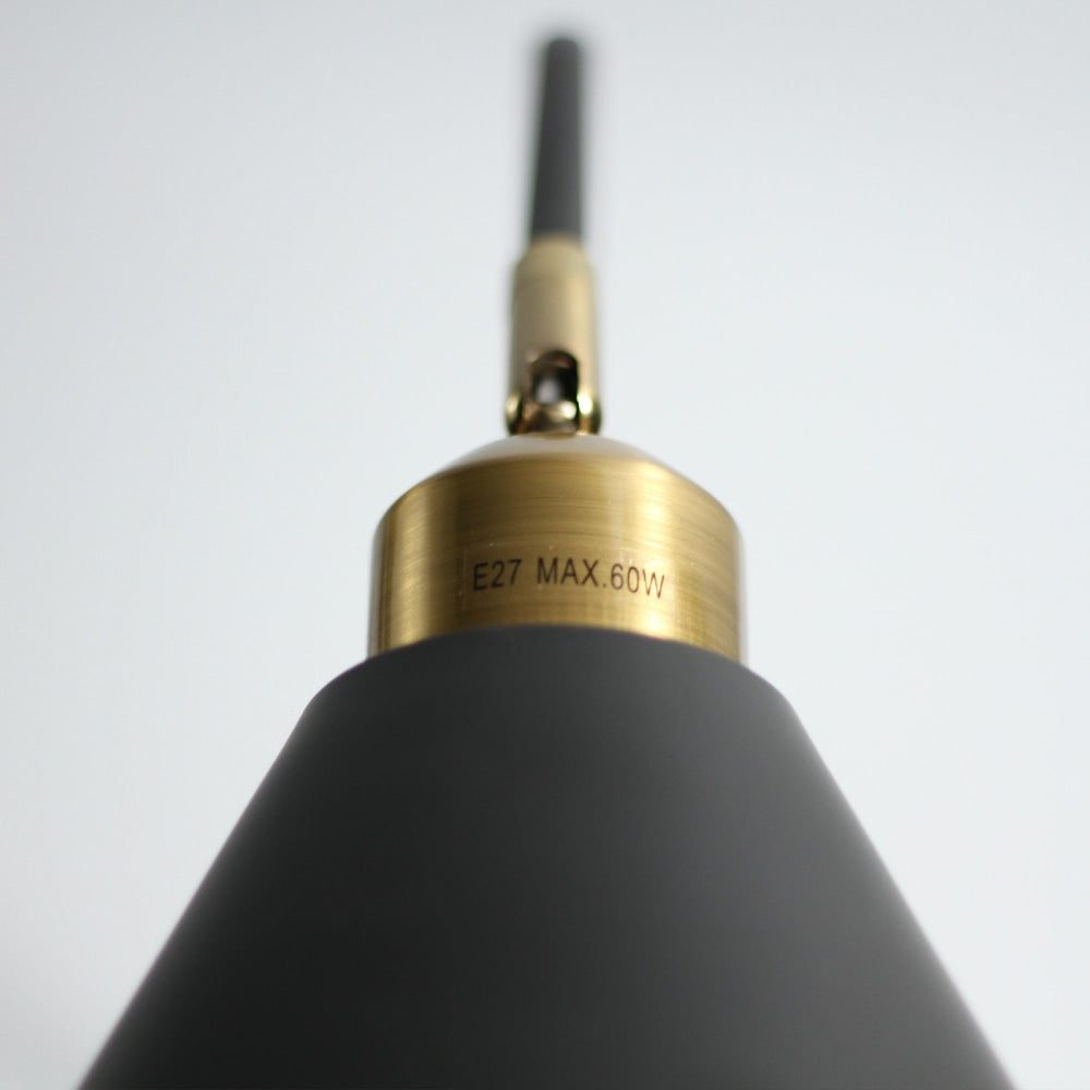 Blake Scandinavian Cone Shape Shade Wooden Base Table Lamp Black Fast shipping On sale
