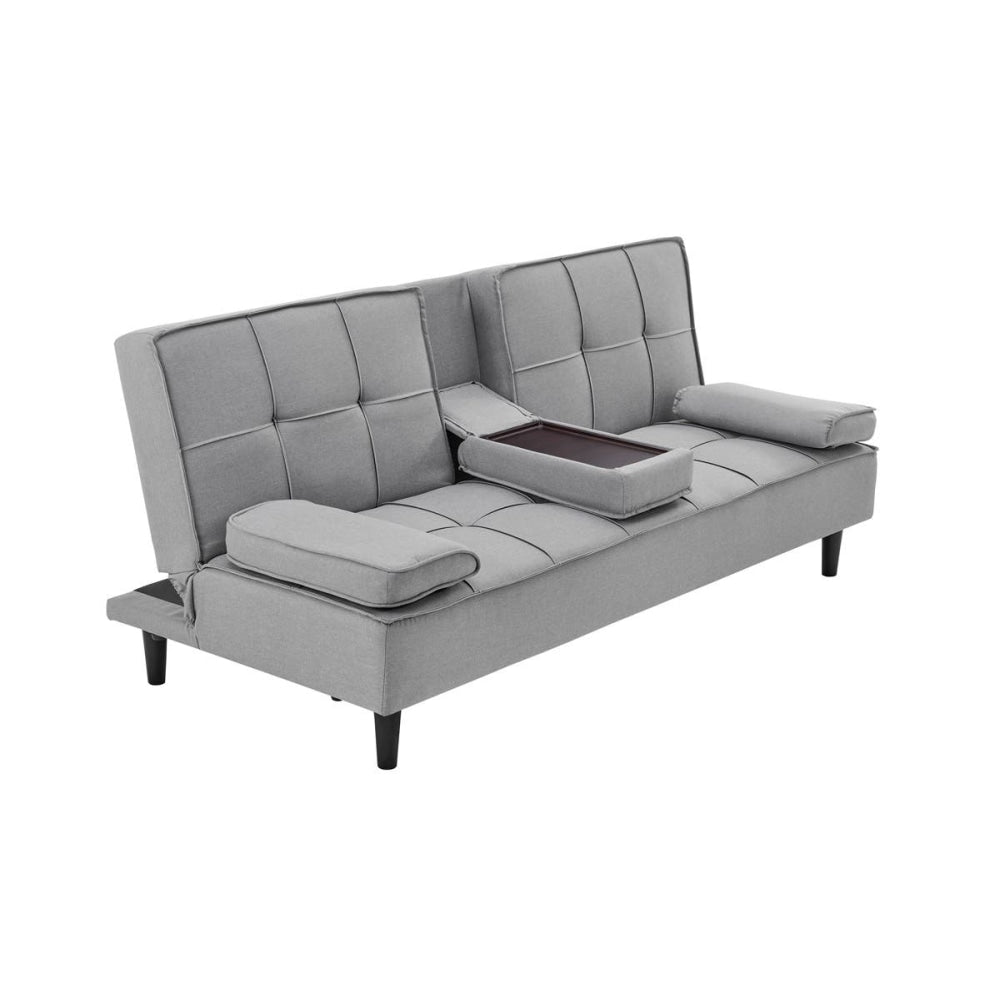 Bonita Pintuck 3-Seater Modern Facbric Sofa Bed - Light Grey Fast shipping On sale