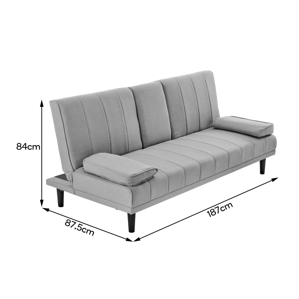 Bonita Pintuck 3-Seater Modern Facbric Sofa Bed - Light Grey Fast shipping On sale