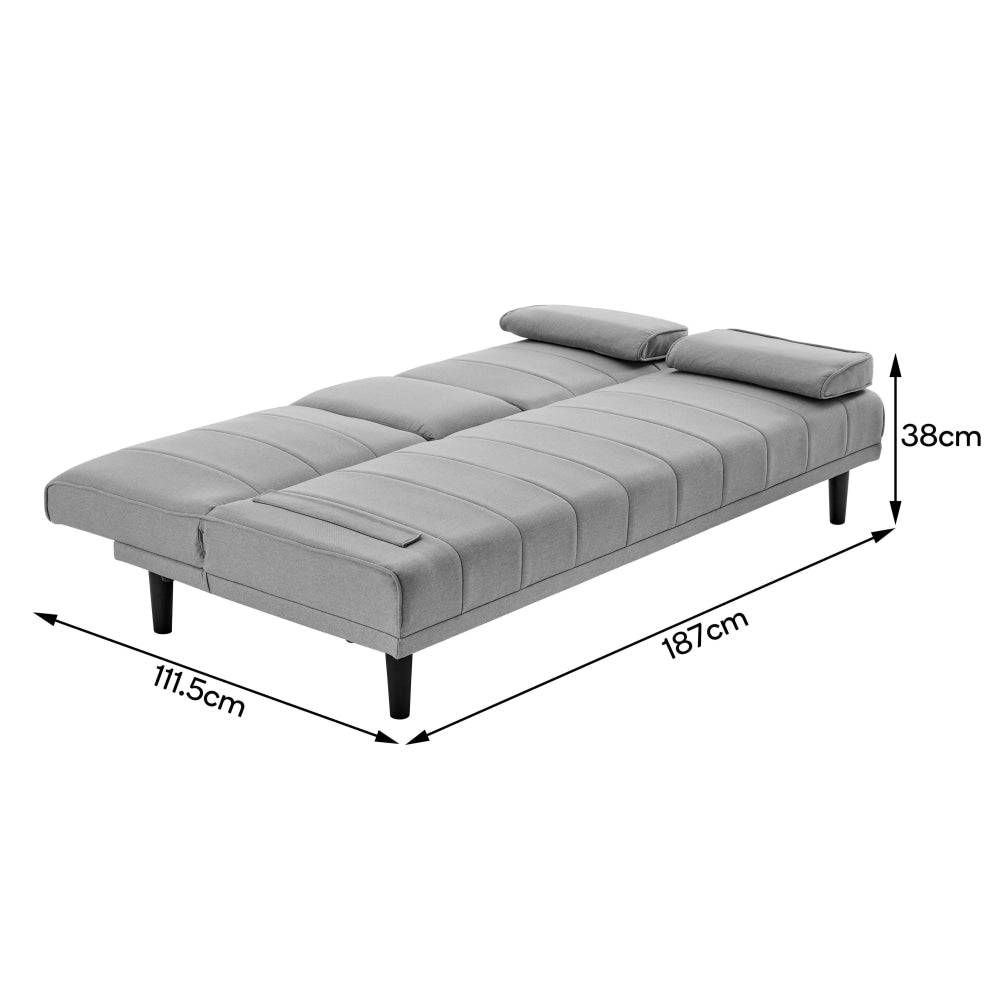 Bonita Pintuck 3-Seater Modern Facbric Sofa Bed - Light Grey Fast shipping On sale