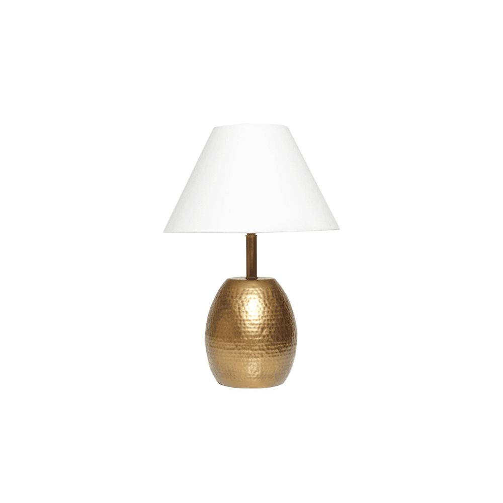 Boomer Iron Brass Base Cotton Shade Table Light Lamp - White Fast shipping On sale