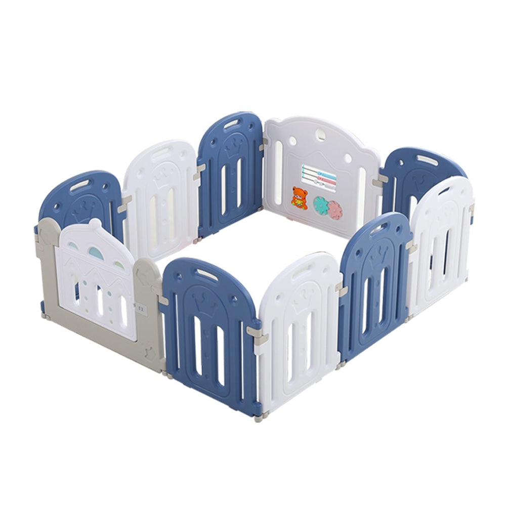 BoPeep Kids Baby Playpen Safety Gate Toddler Fence 10 Panel with Music Toy Blue Dog Cares Fast shipping On sale