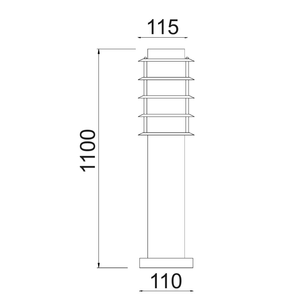 BORDA Garden Bollard Light Long Stainless Steel 304 ES (Max 18W) Louvered IP44 Fast shipping On sale