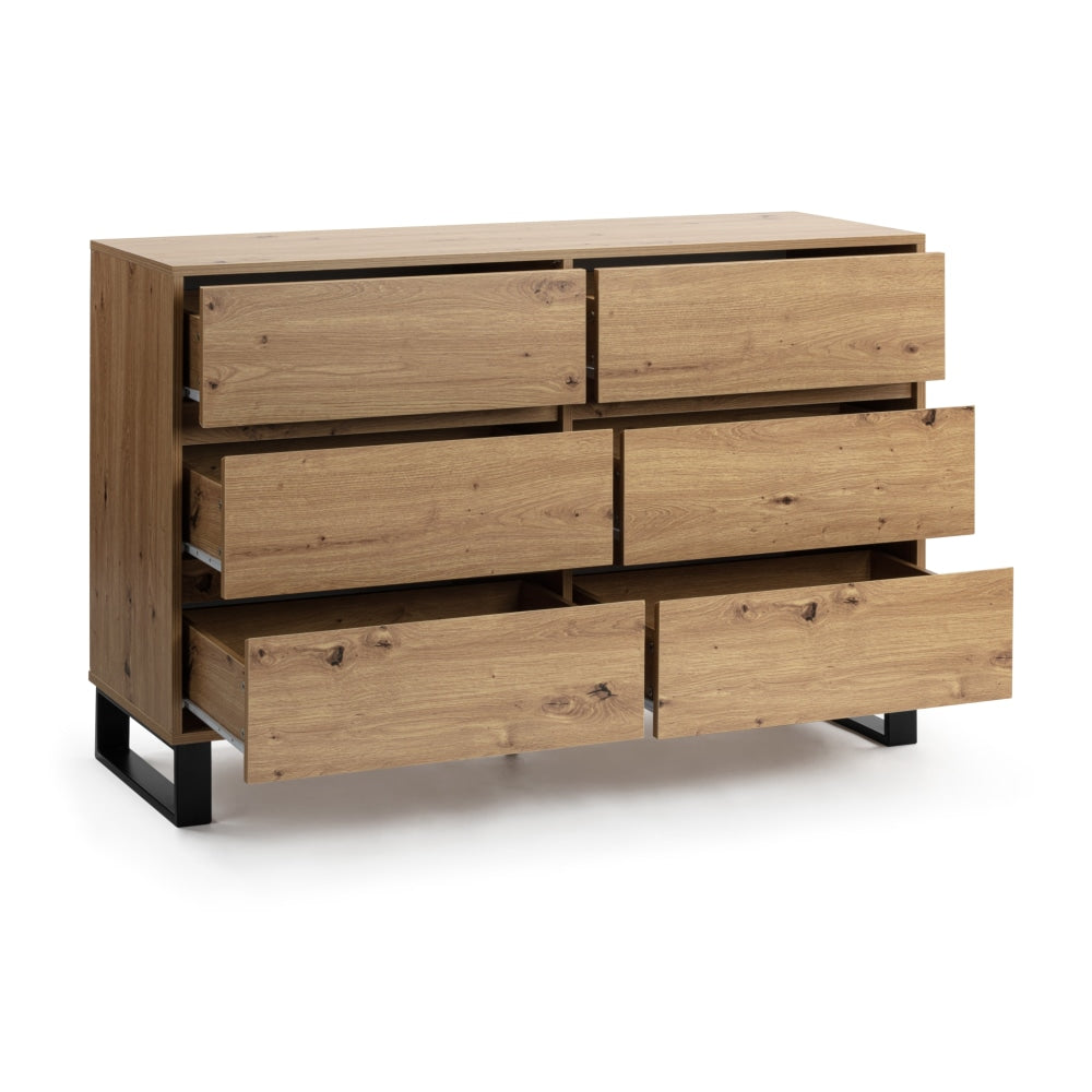 Boris Wooden Chest Of Drawers Dresser Storage Cabinet - Oak/Black Fast shipping On sale