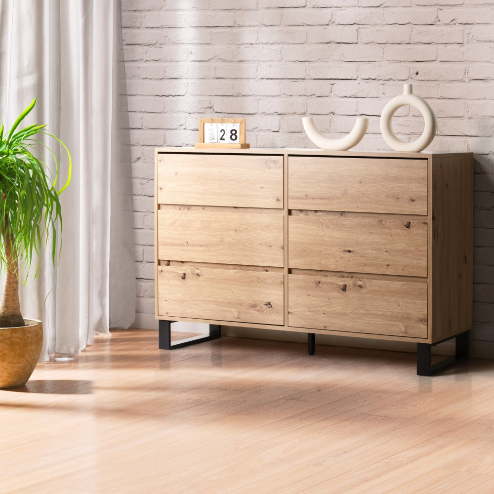 Boris Wooden Chest Of Drawers Dresser Storage Cabinet - Oak/Black Fast shipping On sale