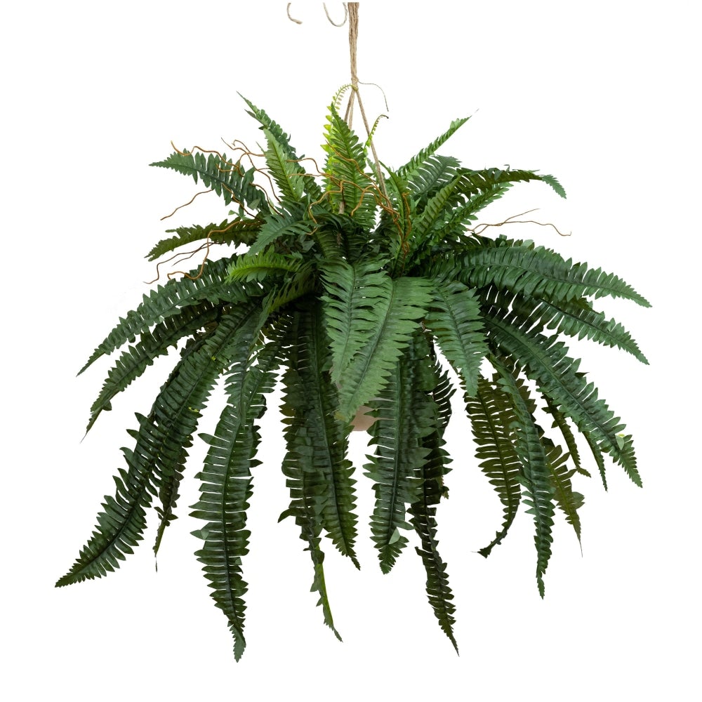 Boston Fern Artificial Fake Decorative 88cm Hanging Planter W/ Rope - Green Plant Fast shipping On sale