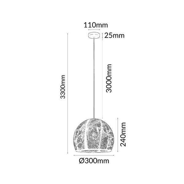 BOTANICA Pendant Lamp Light Interior ES Black Embossed Dome OD300mm Fast shipping On sale