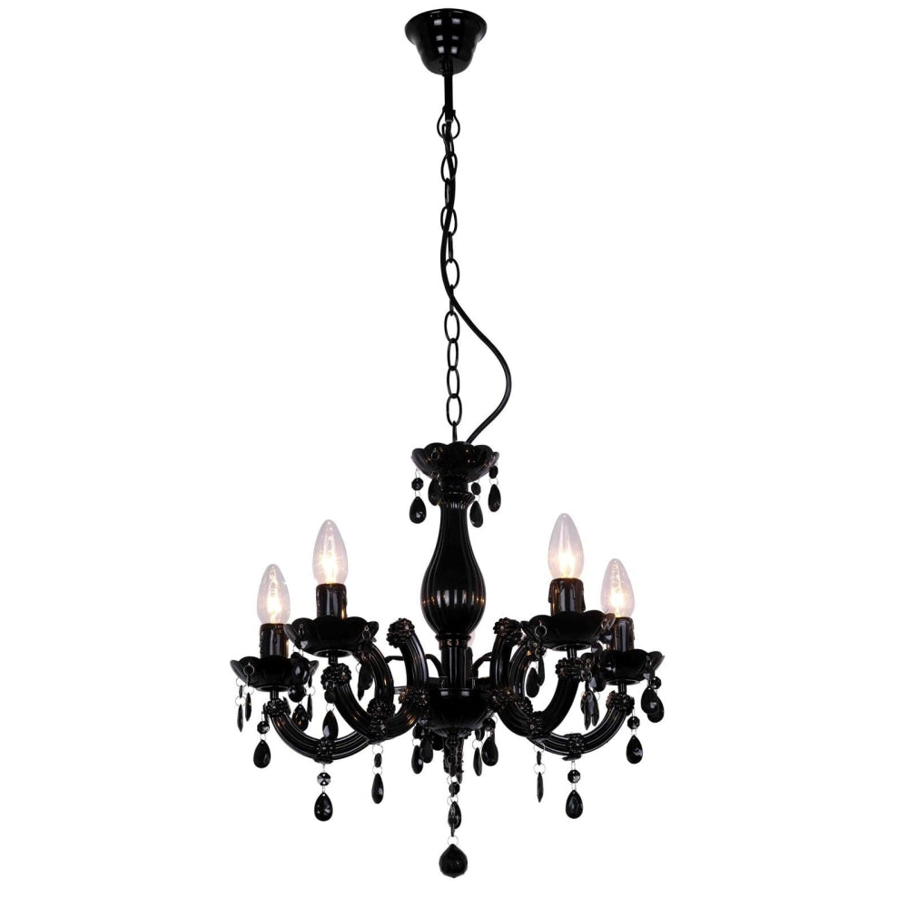 Bowie Elegant 5 Lights Acrylic Hanging Chandelier Lamp - Black Chandeliers Fast shipping On sale