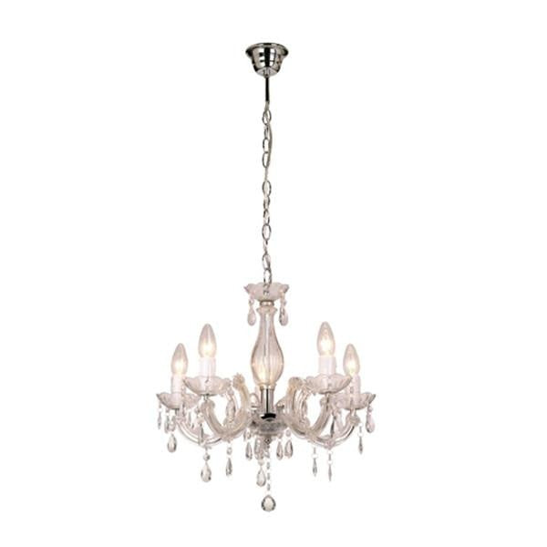 Bowie Elegant 5 Lights Acrylic Hanging Chandelier Lamp - Clear Chandeliers Fast shipping On sale