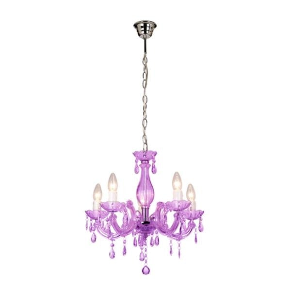 Bowie Elegant 5 Lights Acrylic Hanging Chandelier Lamp - Purple Chandeliers Fast shipping On sale