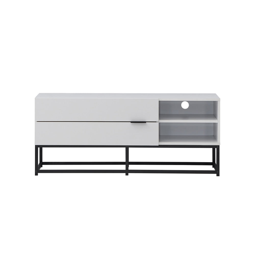 Brian Modern Compact Entertainment Unit TV Stand 120cm W/ 2-Drawers - White/Black Fast shipping On sale