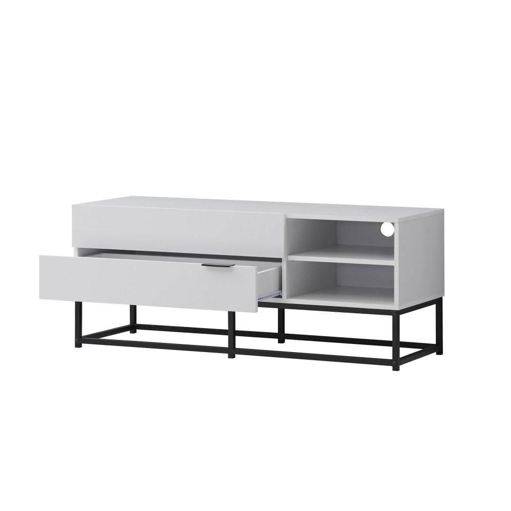 Brian Modern Compact Entertainment Unit TV Stand 120cm W/ 2-Drawers - White/Black Fast shipping On sale