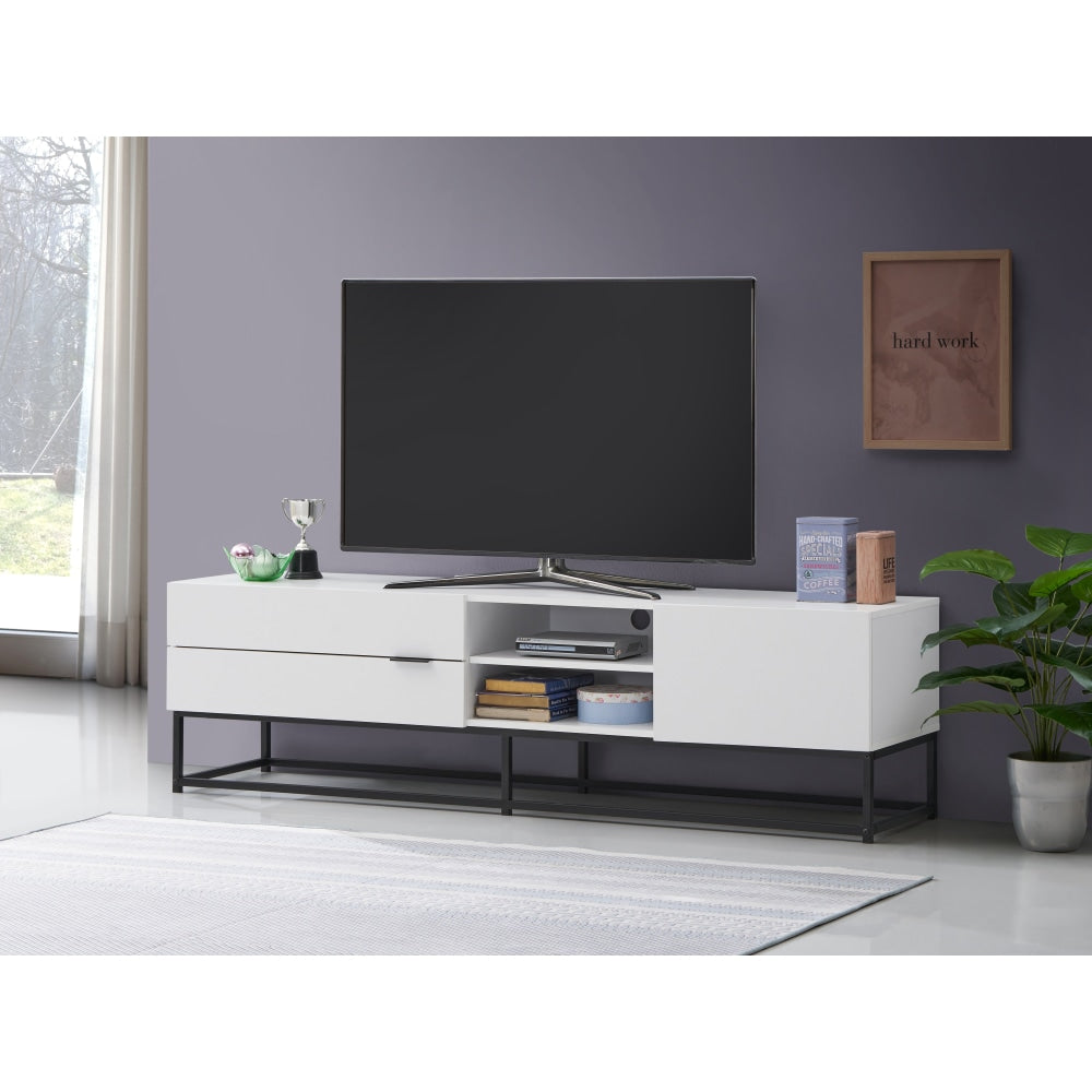 Brian Modern Entertainment Unit TV Stand 180cm W/ 1-Door 2-Drawers - White/Black Fast shipping On sale