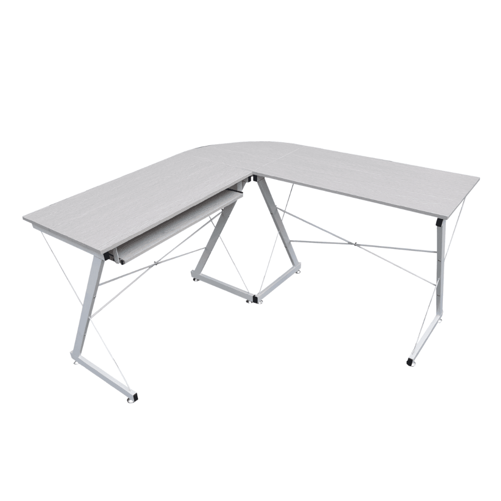 L-shape Office Study Computer Desk Metal Frame - Light Grey Fast shipping On sale