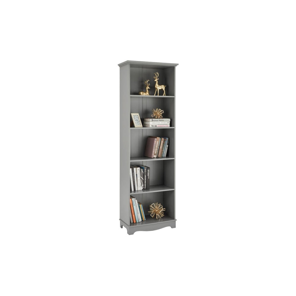 Bronson 5-Tier Wooden Narrow Bookshelf Bookcase Display Cabinet - Grey Fast shipping On sale