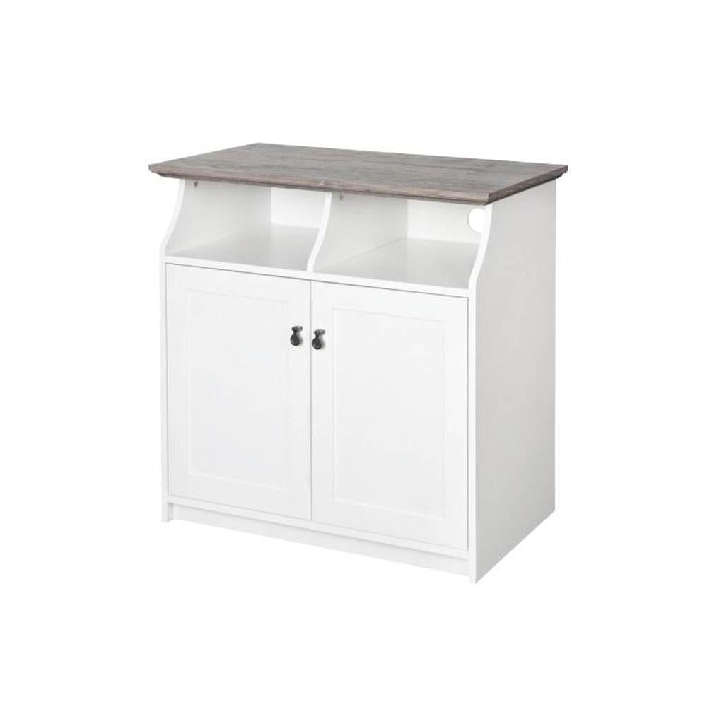Broweville 2 Door Storage Cabinet - Grey Oak & White Cupboard Fast shipping On sale