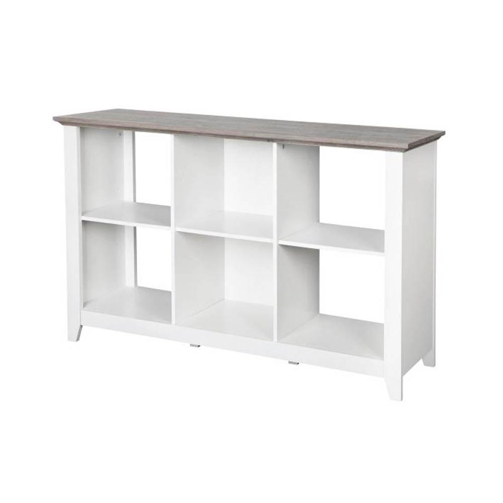 Broweville 6 Cubic Organizer Bookcase Display Cabinet - Grey Oak & White Fast shipping On sale