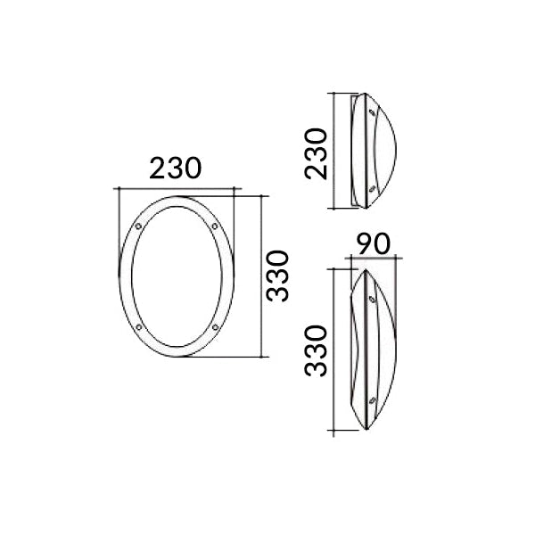 Bulkhead Wall Light Lamp 12W Oval Black 4000K IP66 OD330mm 800LM Fast shipping On sale