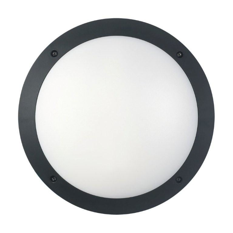 Bulkhead Wall Light Lamp 12W Round Black 4000K IP66 OD300mm 800LM Fast shipping On sale