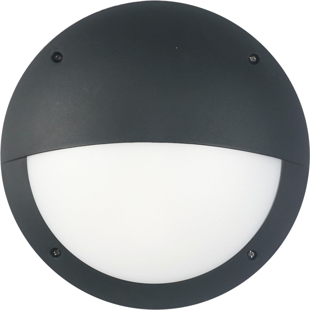 Bulkhead Wall Light Lamp 12W Round Black 4000K IP66 OD300mm Eyelid 500LM Fast shipping On sale