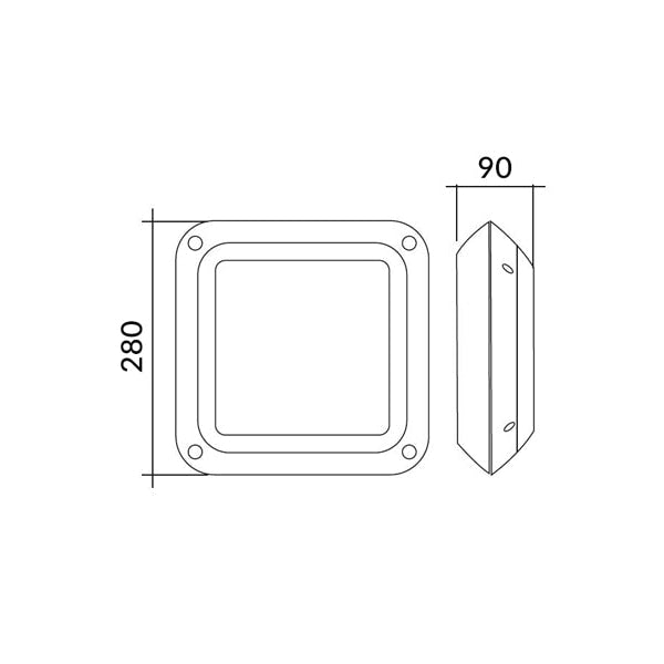 Bulkhead Wall Light Lamp 12W Square Black 4000K IP66 OD280mm 800LM Fast shipping On sale