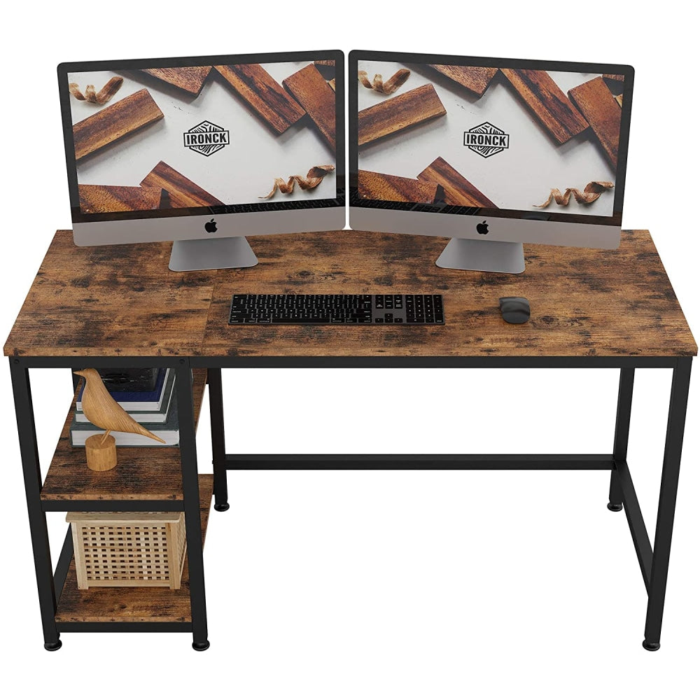 Writing Study Computer Home Office Desk 140 W/ 2 - Storage - Brown Fast shipping On sale