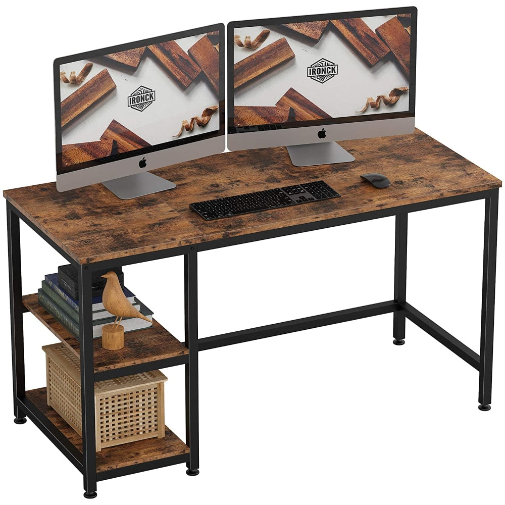 Writing Study Computer Home Office Desk 140 W/ 2 - Storage - Brown Fast shipping On sale