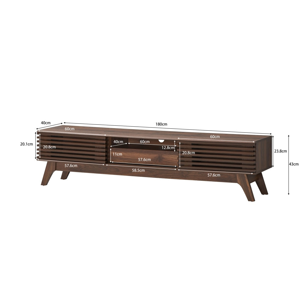Camille Wooden Entertainment Unit TV Stand 180cm W/ 2-Doors 1-Drawer - Walnut Fast shipping On sale