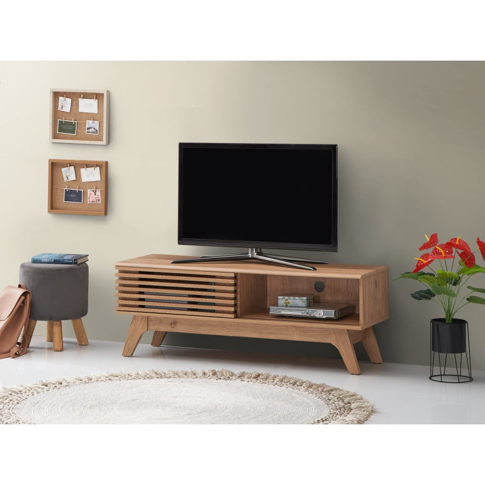 Camille Wooden Lowline Entertainment Unit TV Stand 120cm W/ 1-Door - Oak Fast shipping On sale