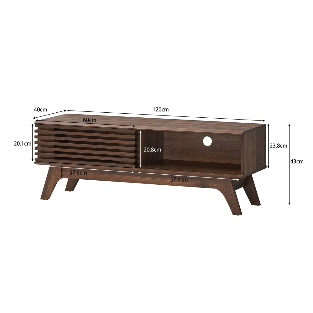 Camille Wooden Lowline Entertainment Unit TV Stand 120cm W/ 1-Door - Walnut Fast shipping On sale