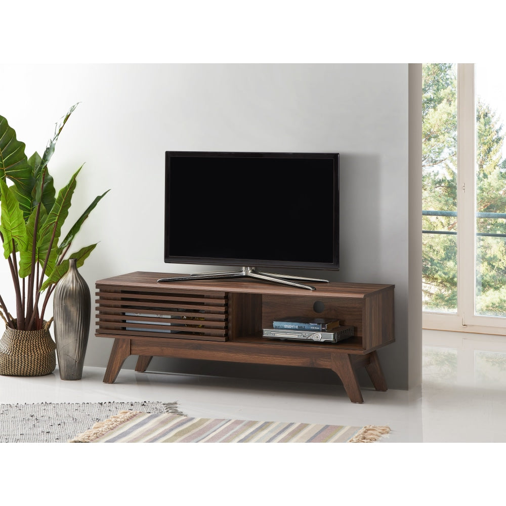 Camille Wooden Lowline Entertainment Unit TV Stand 120cm W/ 1-Door - Walnut Fast shipping On sale