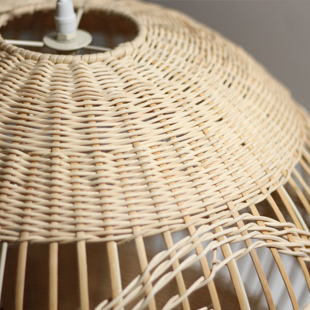 Carissa Bamboo Rattan Pendant Light Lamp Cream Natural Small Fast shipping On sale
