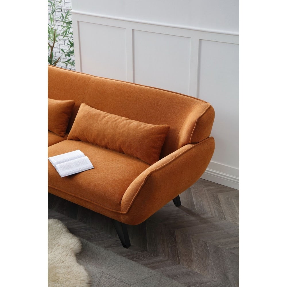 Modern Designer Fabric 3 - Seater Lounge Sofa Wooden Legs - Tan Fast shipping On sale