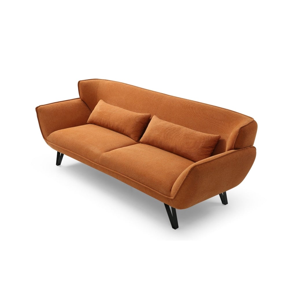 Modern Designer Fabric 3 - Seater Lounge Sofa Wooden Legs - Tan Fast shipping On sale