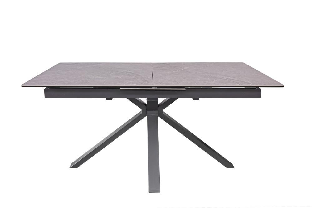 Carmilla Extension Rectangular Dining Table Pietra 160-200cm - Black Metal Frame - Tempered Glass Ceramic Top - Grey Fast shipping On sale