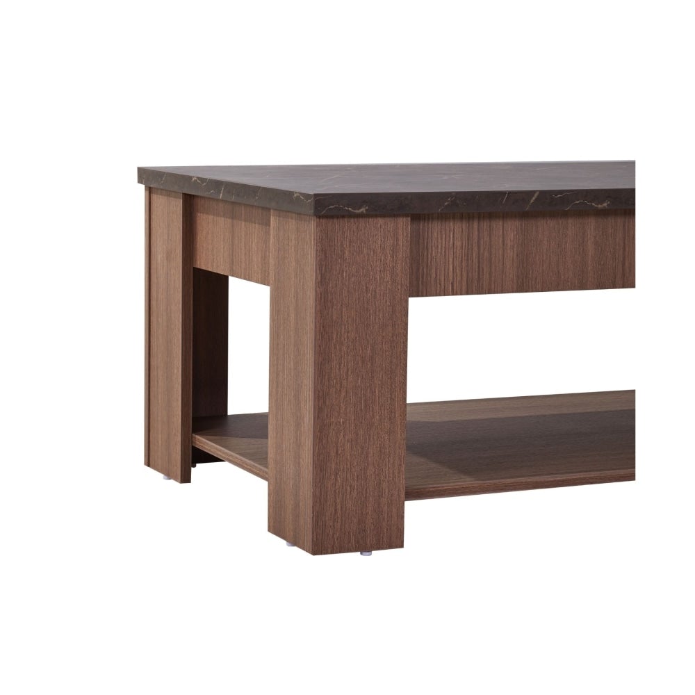 Open Shelf Rectangular Wooden Coffee Table - Grey & Walnut Fast shipping On sale