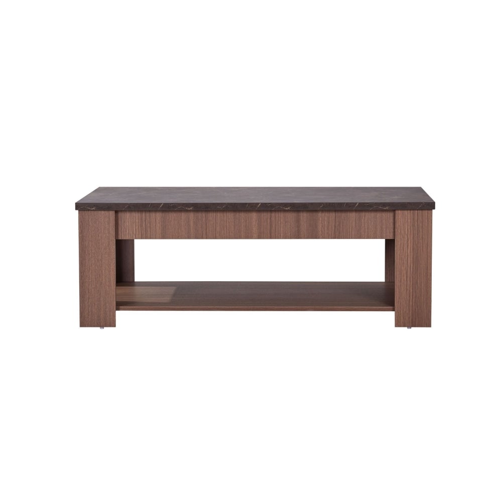 Open Shelf Rectangular Wooden Coffee Table - Grey & Walnut Fast shipping On sale