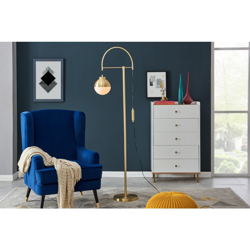 Carrie Modern Iron Stand Frosted Glass Shade Floor Light Lamp - Brass Fast shipping On sale