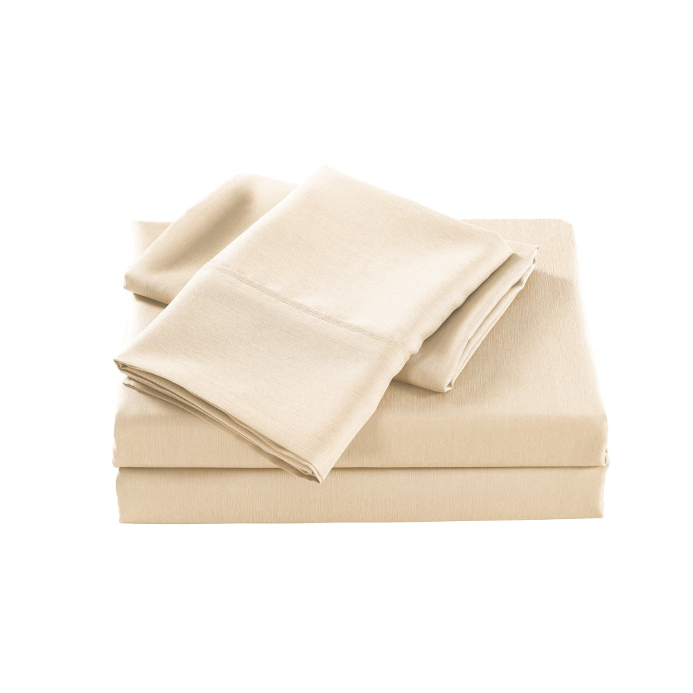 Casa Decor Bamboo Cooling 2000 TC Sheet Set Double Oatmeal Bed Fast shipping On sale