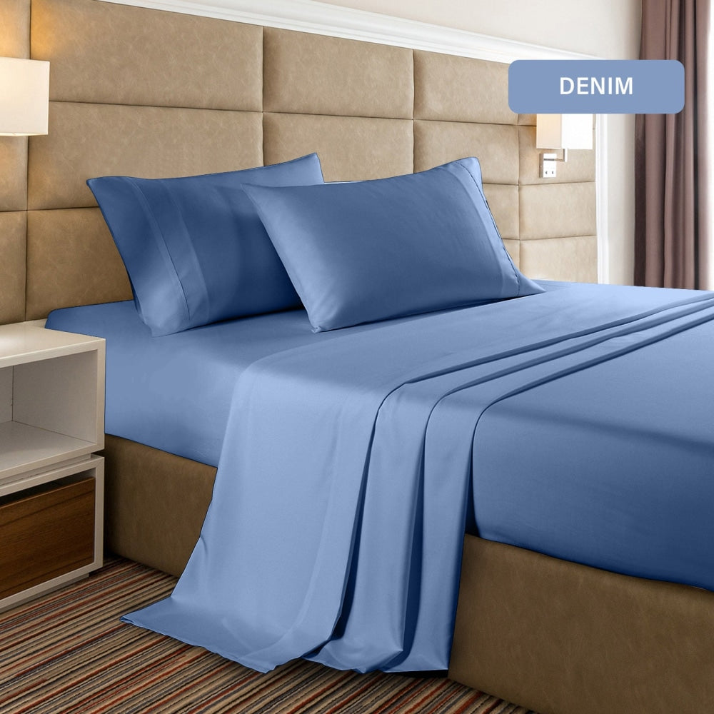 Casa Decor Bamboo Cooling 2000TC Sheet Set - Double - Denim Bed Fast shipping On sale