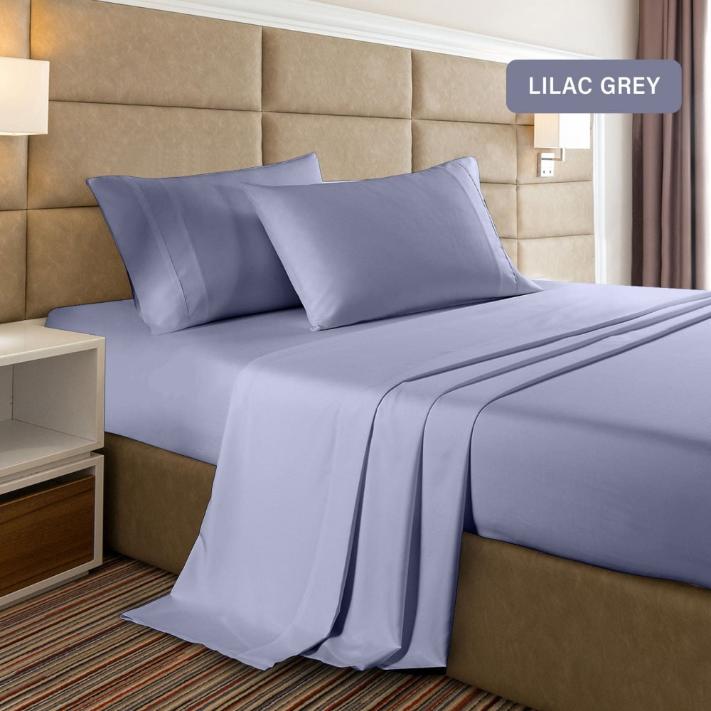 Casa Decor Bamboo Cooling 2000TC Sheet Set - Double - Lilac Grey Bed Fast shipping On sale