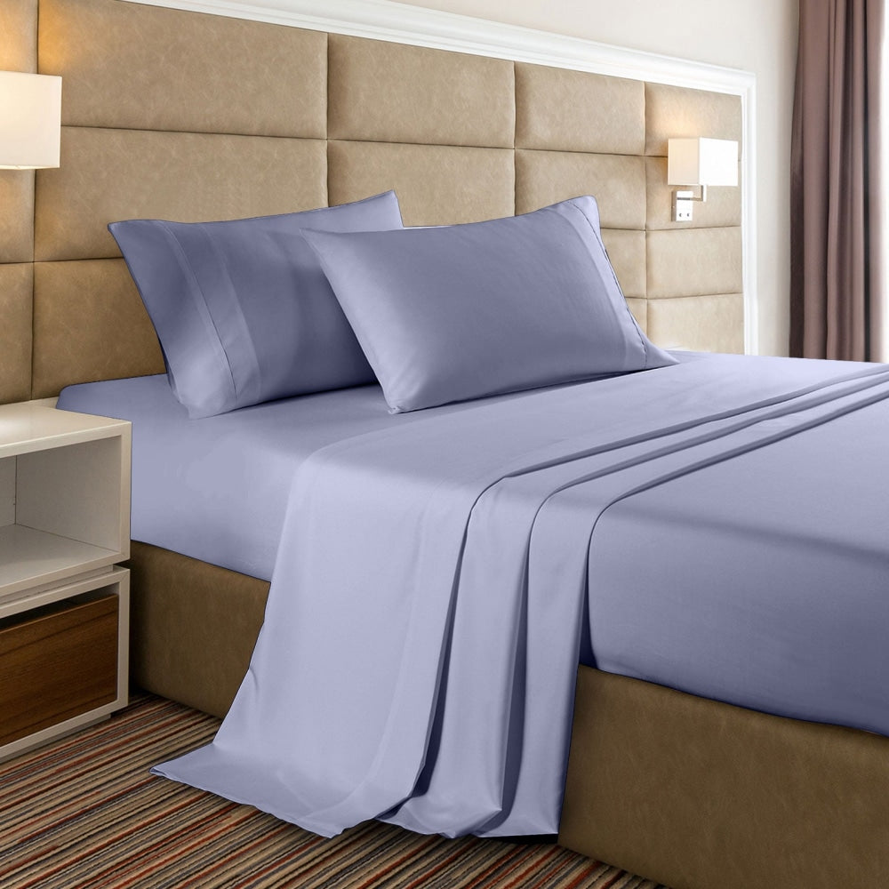 Casa Decor Bamboo Cooling 2000TC Sheet Set - Double - Lilac Grey Bed Fast shipping On sale