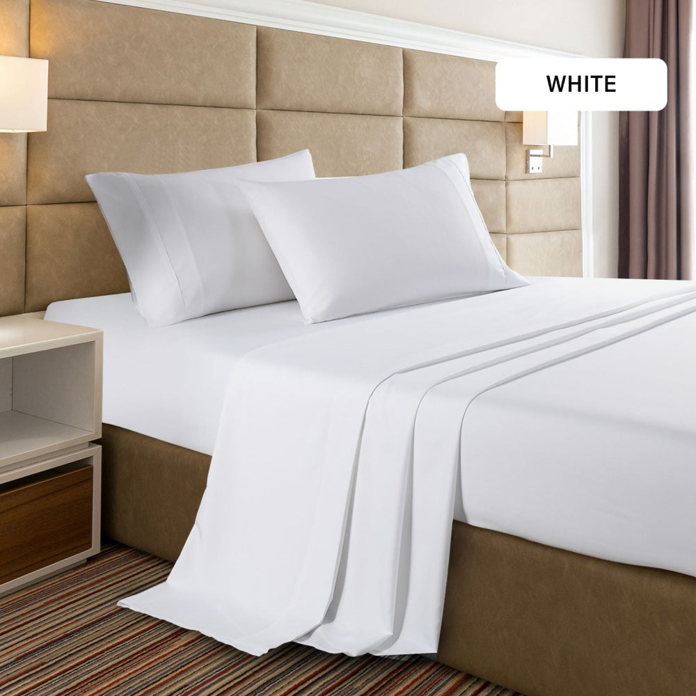 Casa Decor Bamboo Cooling 2000TC Sheet Set - Double - White Bed Fast shipping On sale