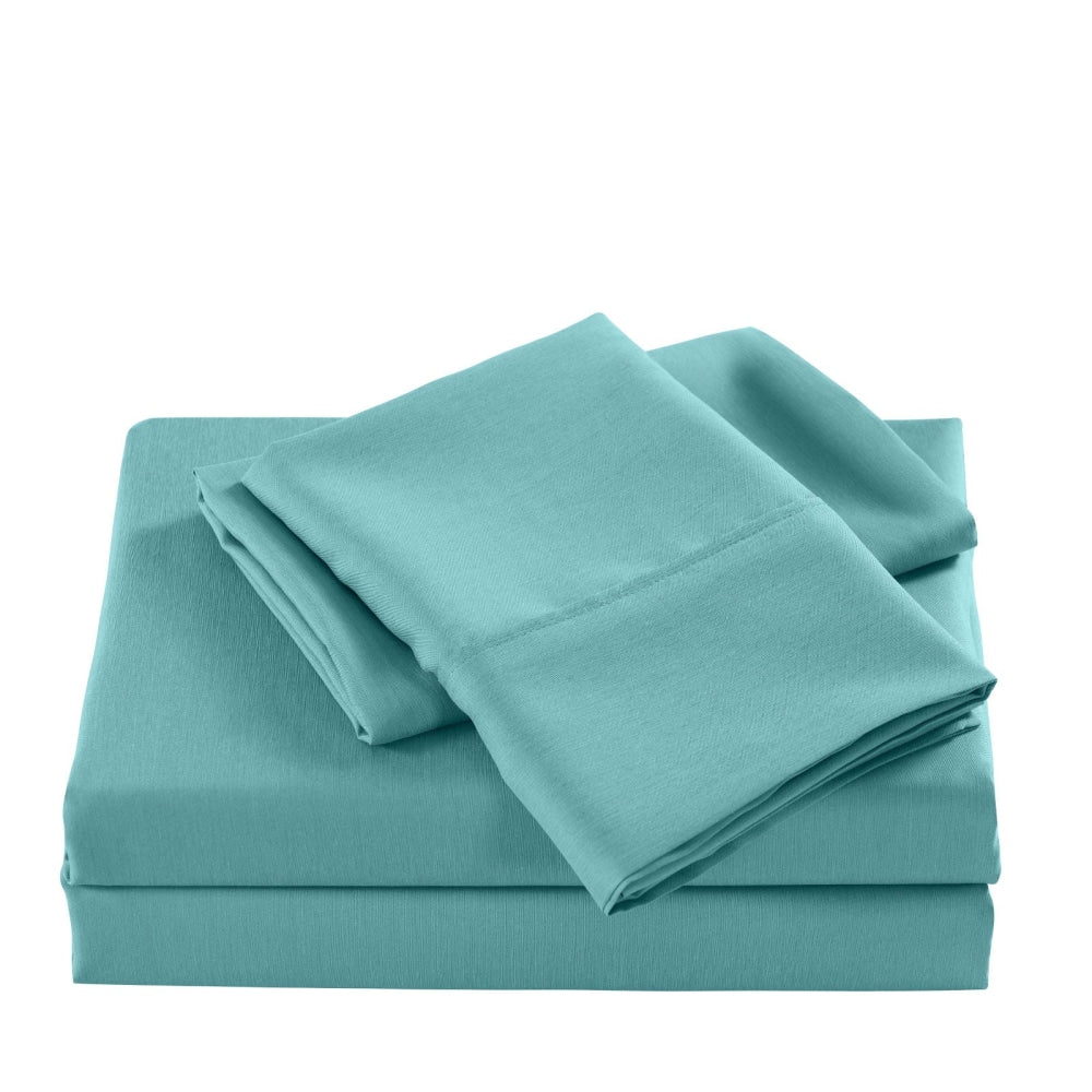 Casa Decor Bamboo Cooling 2000TC Sheet Set - King - Aqua Bed Fast shipping On sale