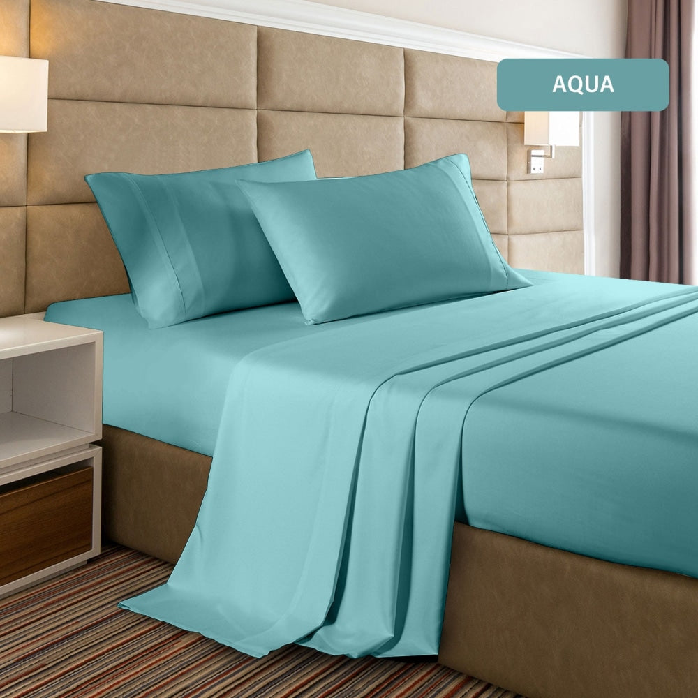 Casa Decor Bamboo Cooling 2000TC Sheet Set - King - Aqua Bed Fast shipping On sale