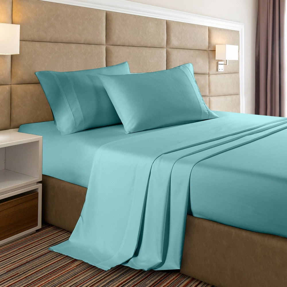 Casa Decor Bamboo Cooling 2000TC Sheet Set - King - Aqua Bed Fast shipping On sale